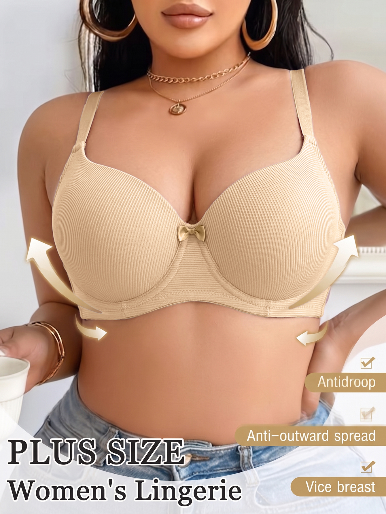 Plus Size Women Bra Thin Cup U - Plunge Bra Push Up 评论和价格
