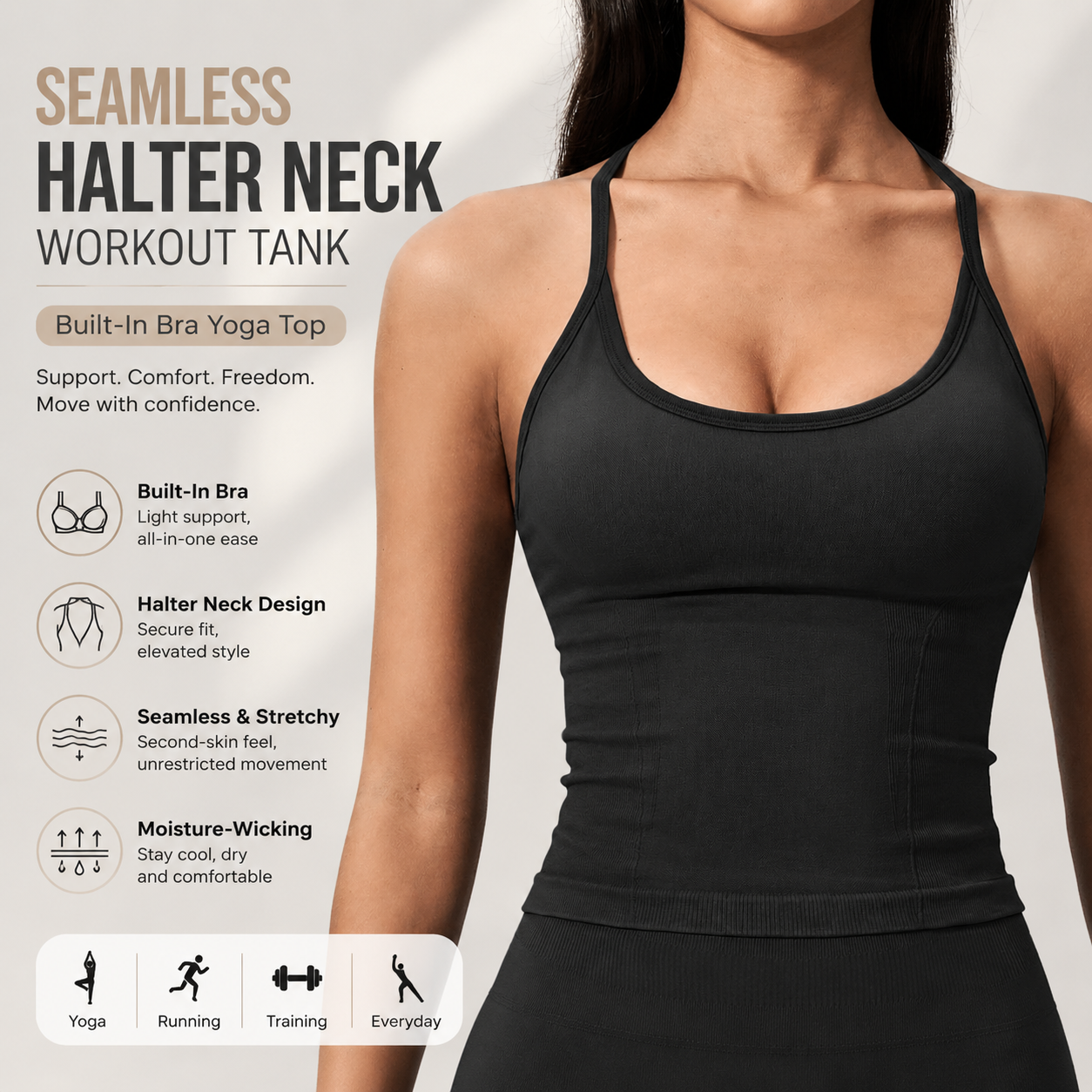 Luxury 2 in 1 Yoga Tank Top wi - T Shirt Bra Seamless 评论和价格